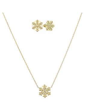Set de collar y aretes Enso Golden Bloom zirconia