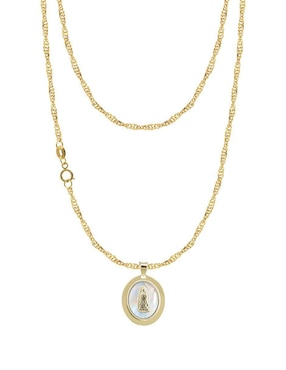 Collar con dije Virgen de Guadalupe ovalado Abba Joyas de oro 10 K