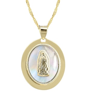 Collar con dije Virgen de Guadalupe ovalado Abba Joyas de oro 10 K