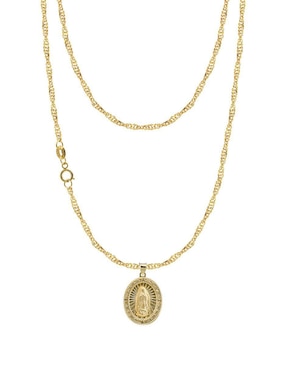 Collar con dije Virgen de Guadalupe ovalado Abba Joyas de oro 10 K