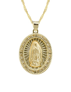 Collar con dije Virgen de Guadalupe ovalado Abba Joyas de oro 10 K