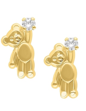 Broqueles de oso Horoz de oro 10 K con acabado pulido zirconia