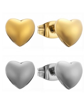 Set de aretes de corazón Enso con acabado pulido