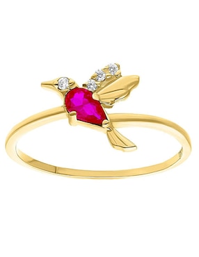 Anillo de colibrí Horoz 10 k de oro zirconia pulido