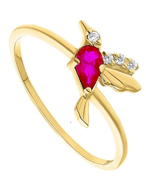 Anillo de colibrí Horoz 10 k de oro zirconia pulido
