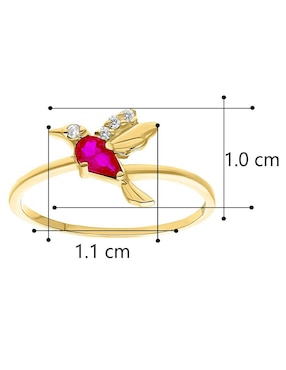 Anillo de colibrí Horoz 10 k de oro zirconia pulido