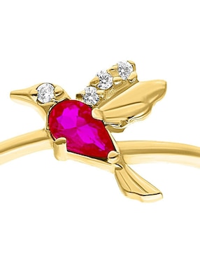 Anillo de colibrí Horoz 10 k de oro zirconia pulido