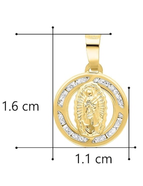 Medalla redonda Horoz virgen de guadalupe de oro 10 K zirconia
