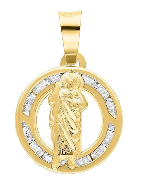 Medalla redonda Horoz san judas tadeo de oro 10 K zirconia