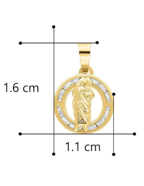 Medalla redonda Horoz san judas tadeo de oro 10 K zirconia