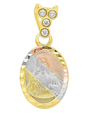Medalla ovalada Horoz jesucristo de oro 10 K zirconia
