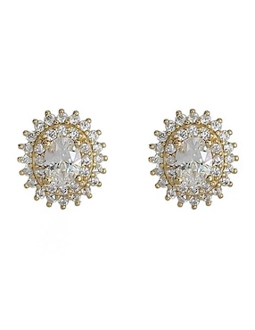 Aretes cortos Sofia Blum de plata P 925 con acabado chapa de oro circonita