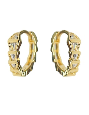 Aretes huggies triangular Sofia Blum de plata P 925 con acabado chapa de oro circonita