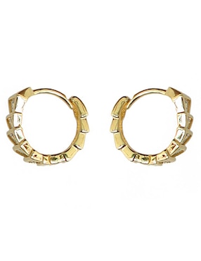 Aretes huggies triangular Sofia Blum de plata P 925 con acabado chapa de oro circonita