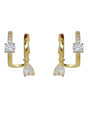 Aretes de gota Sofia Blum de plata P 925 con acabado chapa de oro circonita