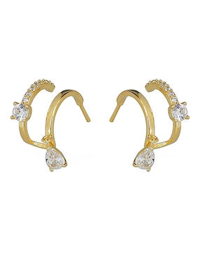 Aretes de gota Sofia Blum de plata P 925 con acabado chapa de oro circonita