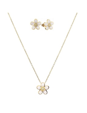 Set de collar y aretes Enso Bloom light zirconia