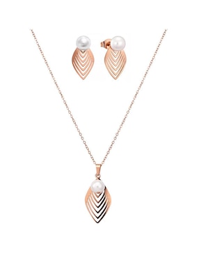 Set de collar y aretes Enso Dual harmony perla