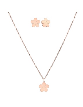 Set de collar y aretes Enso Blossom charm zirconia