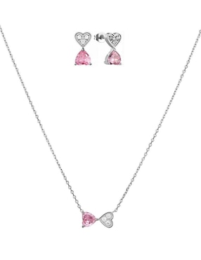 Set de collar y aretes Enso Pink grace zirconia