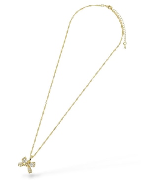 Aretes y collar de moño Og de oro laminado 18 K zirconia