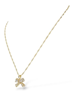 Aretes y collar de moño Og de oro laminado 18 K zirconia