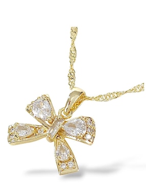 Aretes y collar de moño Og de oro laminado 18 K zirconia