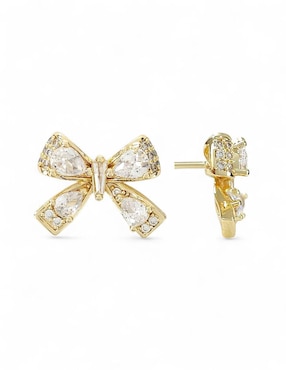 Aretes y collar de moño Og de oro laminado 18 K zirconia