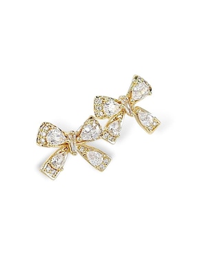 Aretes y collar de moño Og de oro laminado 18 K zirconia