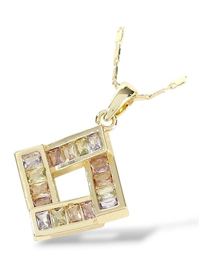 Aretes y collar de rombo Og de oro laminado 18 K zirconia