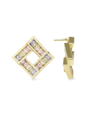 Aretes y collar de rombo Og de oro laminado 18 K zirconia