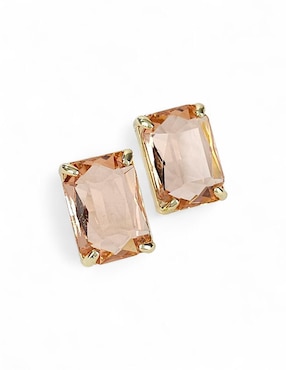 Aretes y collar rectangular Og de oro laminado 18 K zirconia