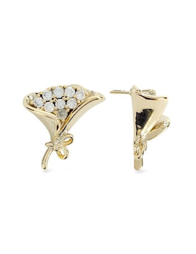 Aretes y collar Og de oro laminado 18 K zirconia