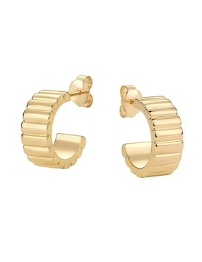 Aretes de aro redondos Mink de plata P 925 con acabado chapa de oro