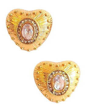 Arete individual de corazón Ana Maria Mexico Joyería con Alma con acabado baño de oro zirconia