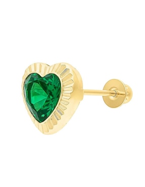 Broqueles de corazón Joyería M de Leon de oro 10 K con acabado brillante zirconia