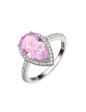 Anillo con gema de gota Natalia Bojalil Luxury P 925 de plata zirconia pavé