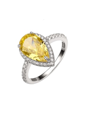 Anillo con gema de gota Natalia Bojalil Luxury P 925 de plata zirconia pavé