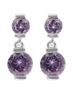 Aretes cortos circulares napier con acabado liso pulido zirconia cúbica