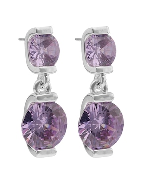 Aretes cortos circulares napier con acabado liso pulido zirconia cúbica