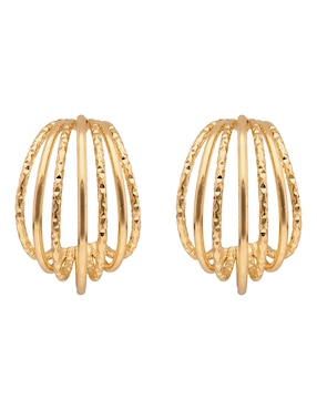 Aretes cortos circulares Napier Golden Orbit con acabado brillante