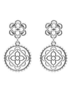 Aretes largos Napier Silver Coins con acabado pulido