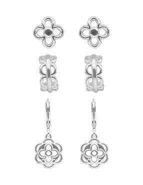 Set de aretes Napier Silver Coins con acabado pulido