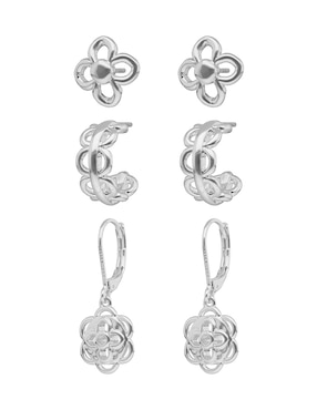 Set de aretes Napier Silver Coins con acabado pulido