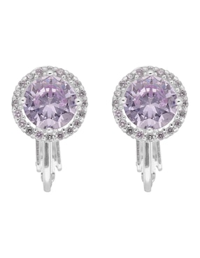 Aretes cortos Napier Social Cz Key Item con acabado pulido zirconia cúbica