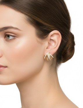 Aretes cortos Napier Social Cz Ears con acabado brillante