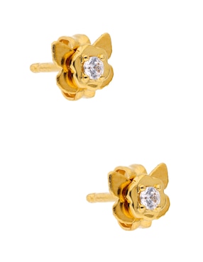 Broqueles de flor Apodemia Vine baño de oro 18 K circonita