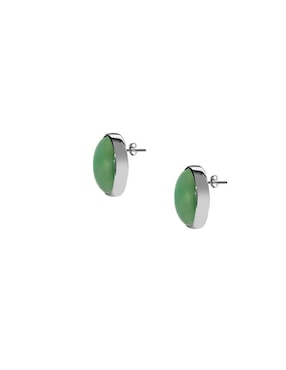 Broqueles Enrique Garcia de plata P 925 con acabado brillante jade