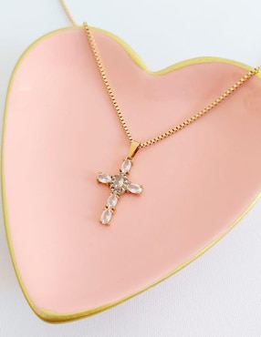 Collar con dije de cruz Ana Maria Mexico 14 K