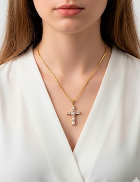 Collar con dije de cruz Ana Maria Mexico 14 K
